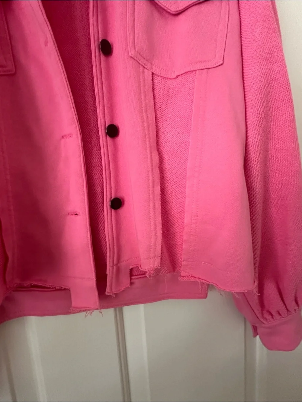 Pol Bubblegum Pink Distressed Crop Jacket - Picture 4 of 10